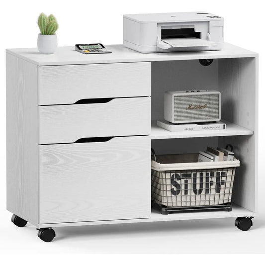 3 Drawer Filing Cabinet with Side Shelf